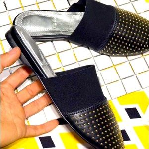 designer studded slides